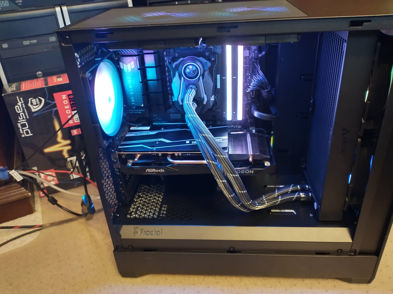 Interior of a completed custom PC build