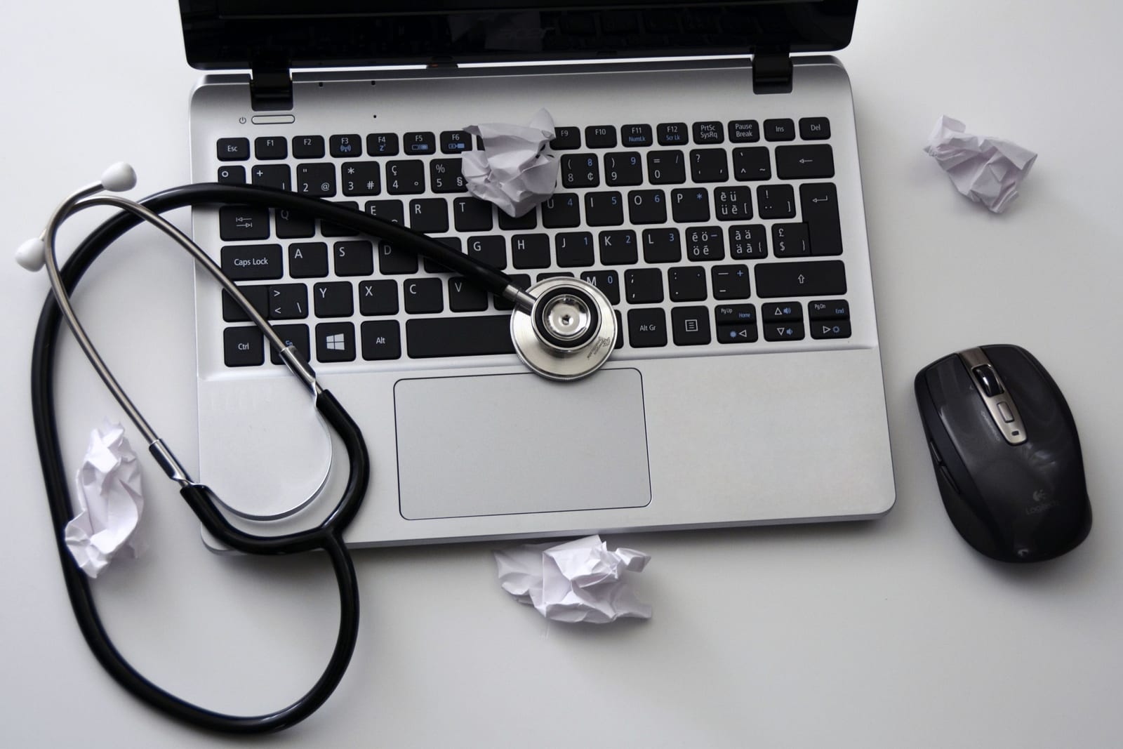 A laptop being checked over for malware